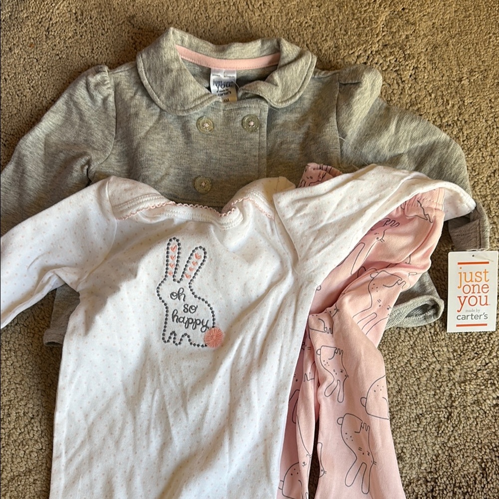Easter Cute Baby Outfit Set - Gray and Pink